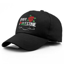 (Black)Free Palestine Rose Letter Printed Baseball Cap Sun Protection Hat Breathable