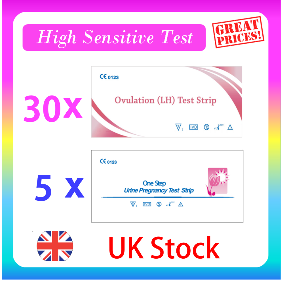 30 Ovulation Tests 5 Pregnancy Test Kits Fertility Urine Test Kits one step