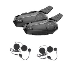 (As show, One size) 2Pcs Bluetooth Intercom Motorcycle Half Helmet Bluetooth Headset compatible with 2 Rider Intercomunicador Wireless Headset