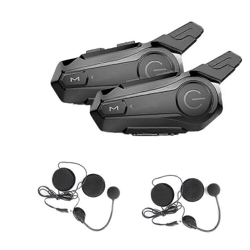 (As show, One size) 2Pcs Bluetooth Intercom Motorcycle Half Helmet Bluetooth Headset compatible with 2 Rider Intercomunicador Wireless Headset