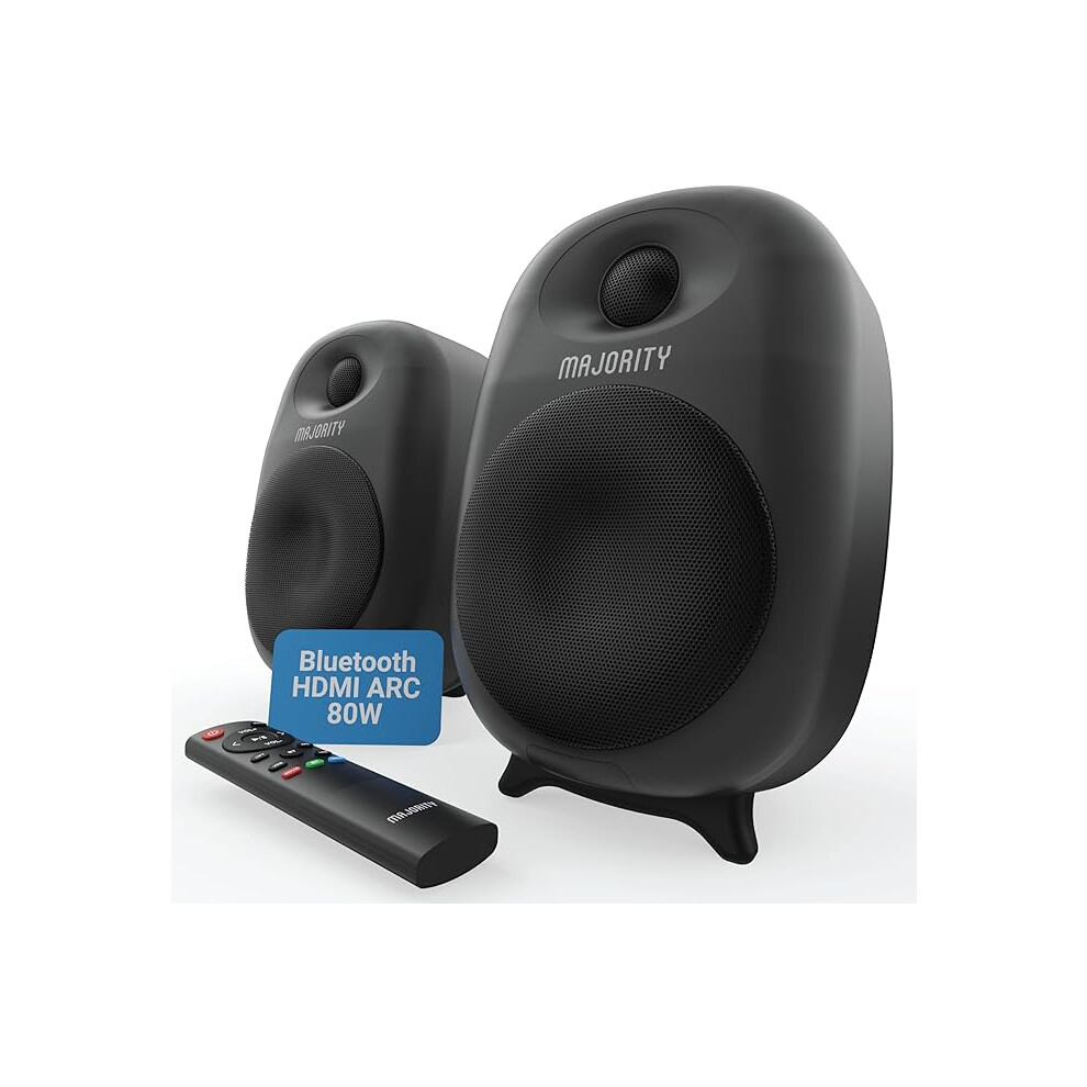 Majority D80 Active Bluetooth Bookshelf Speakers, Hdmi Arc, 80W