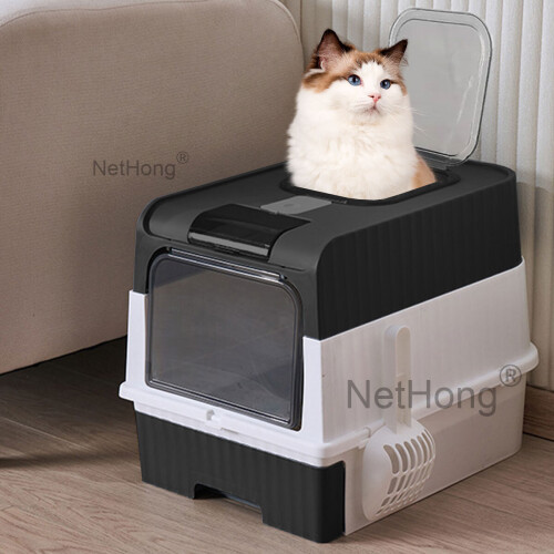 Large Cat Litter Box Deodorize SelfCleaning Cat Drawer Hooded Cat Tray