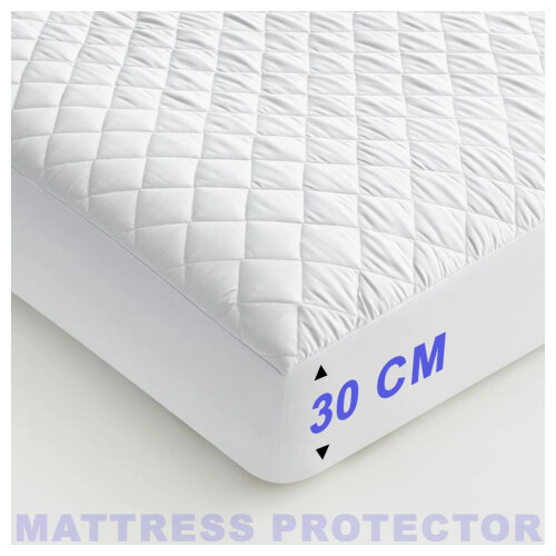 (Double) Extra Deep Mattress Protectors Single Double King Quilted Fitted Bed Cover