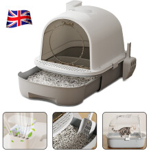 Large Jumbo Hooded Cat Litter Tray Enclosed Anti-Splashing Deep Pan