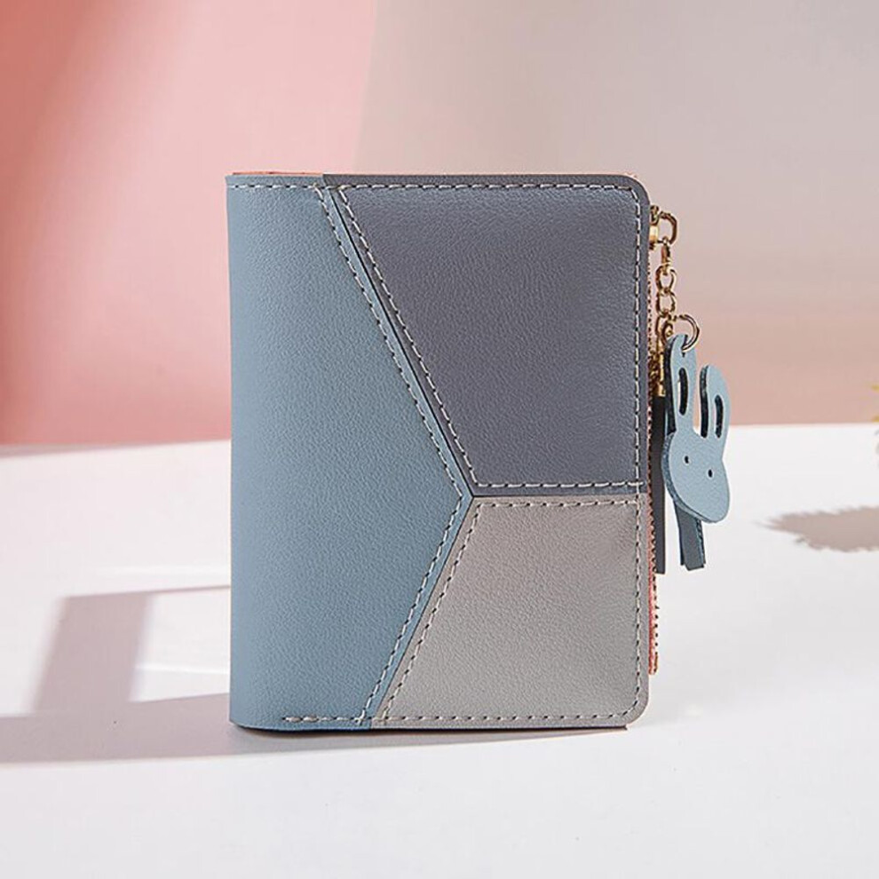 (blue, 12*9*1.8cm) Yogodlns Simple Style Short Wallets Tassel Hit Color PU Leather Coin Purse Card Holders Small Clutch Women Girls Hand Bag Pouch