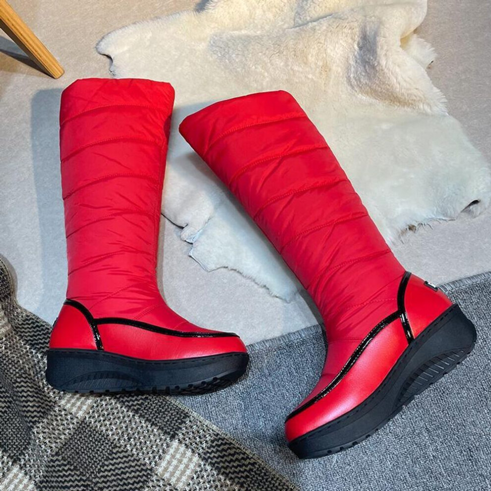 (red, 36) 85/Women&apos;s Snow Boots Winter New Thick Sole Anti slip Warm Cotton Boots Long Fleece Boot