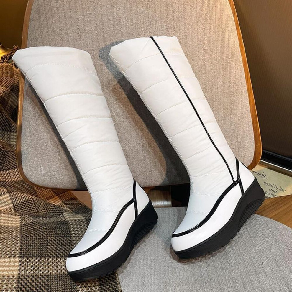 (white, 37) 85/Women&apos;s Snow Boots Winter New Thick Sole Anti slip Warm Cotton Boots Long Fleece Boot