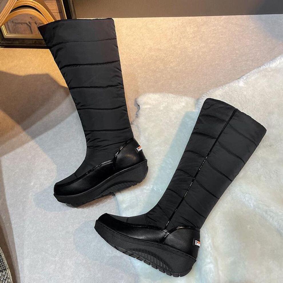(black, 39) 85/Women&apos;s Snow Boots Winter New Thick Sole Anti slip Warm Cotton Boots Long Fleece Boot