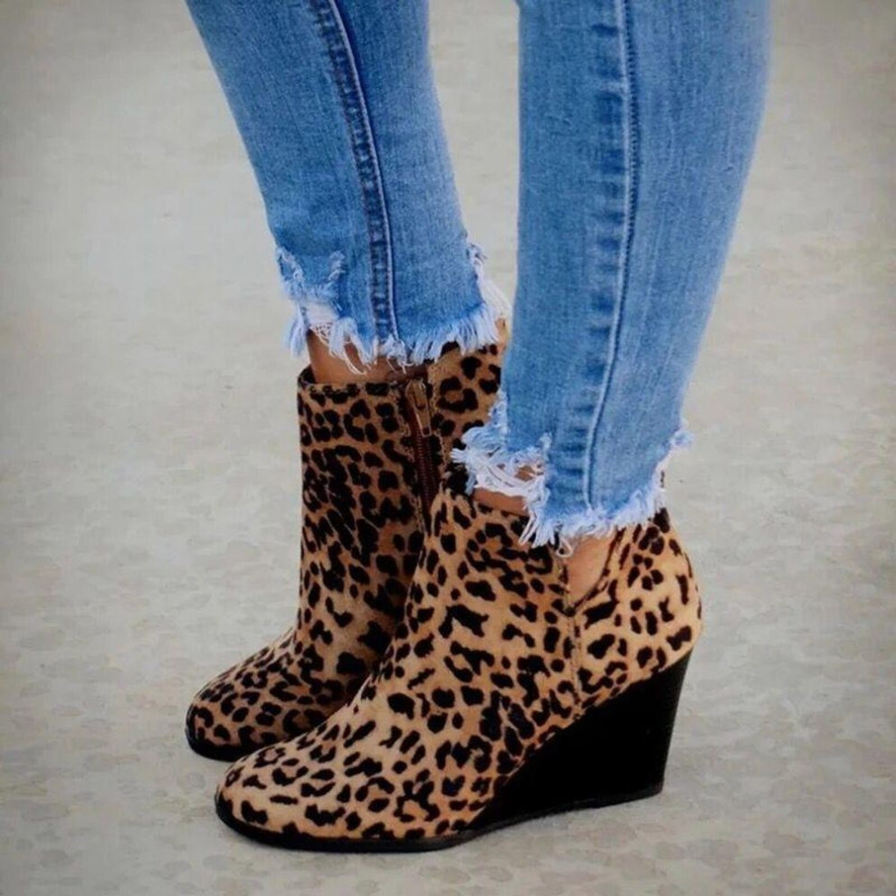 (brown, 37) Autumn and Winter 2022 New Flat Bottom Slope Heel Short Boots Women&apos;s Retro Horse Chelsea Boots Large Women&apos;s Boots
