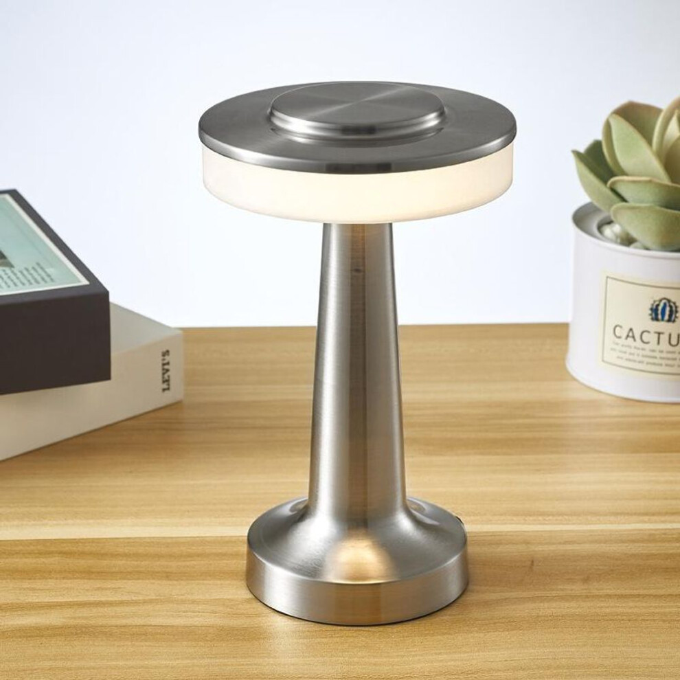 (Silvery-3 Color Dimmable) Touch Led Charging Table Lamp Creative Dining Hotel Bar Coffee Table Lamp Outdoor Night Light Living Room Decorative Desk Lamp
