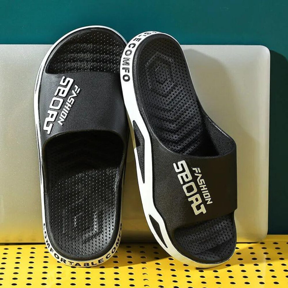 (black, 44/45) Summer Slippers Indoor Bath Light Platform Non-slip Home Flip Flops Beach Sandals Men and Women&apos;s Shoes Plus Size