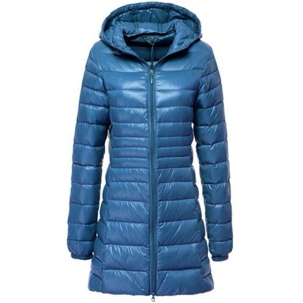 (peacock blue, 6XL) Ladies Long Winter Warm Coat Women Ultra Light White Duck Down Jacket with Bag Women Jackets