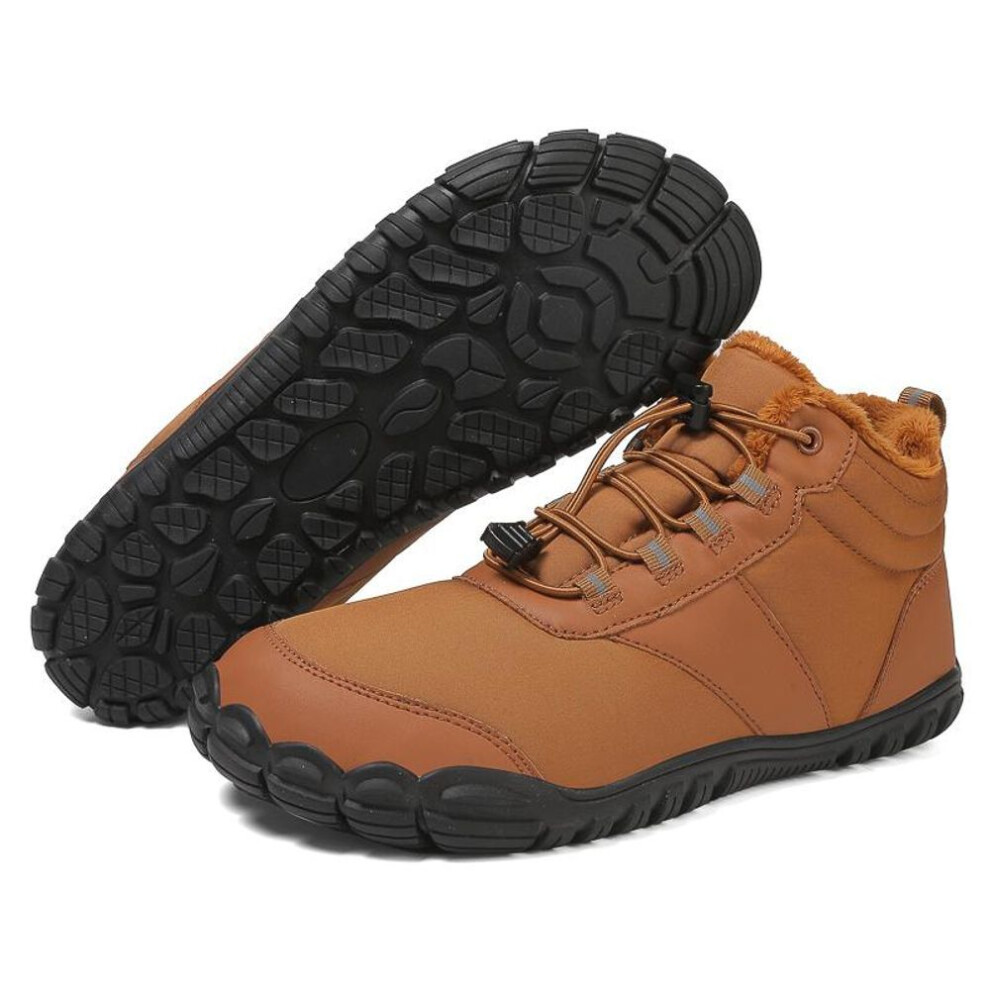 (bronze, 37) Winter Snow Boots Men Women Keep Warm Sports Cotton Shoes Outdoor Hiking Shoes Plush High Ankle Boots Man Barefoot Snow Sneakers