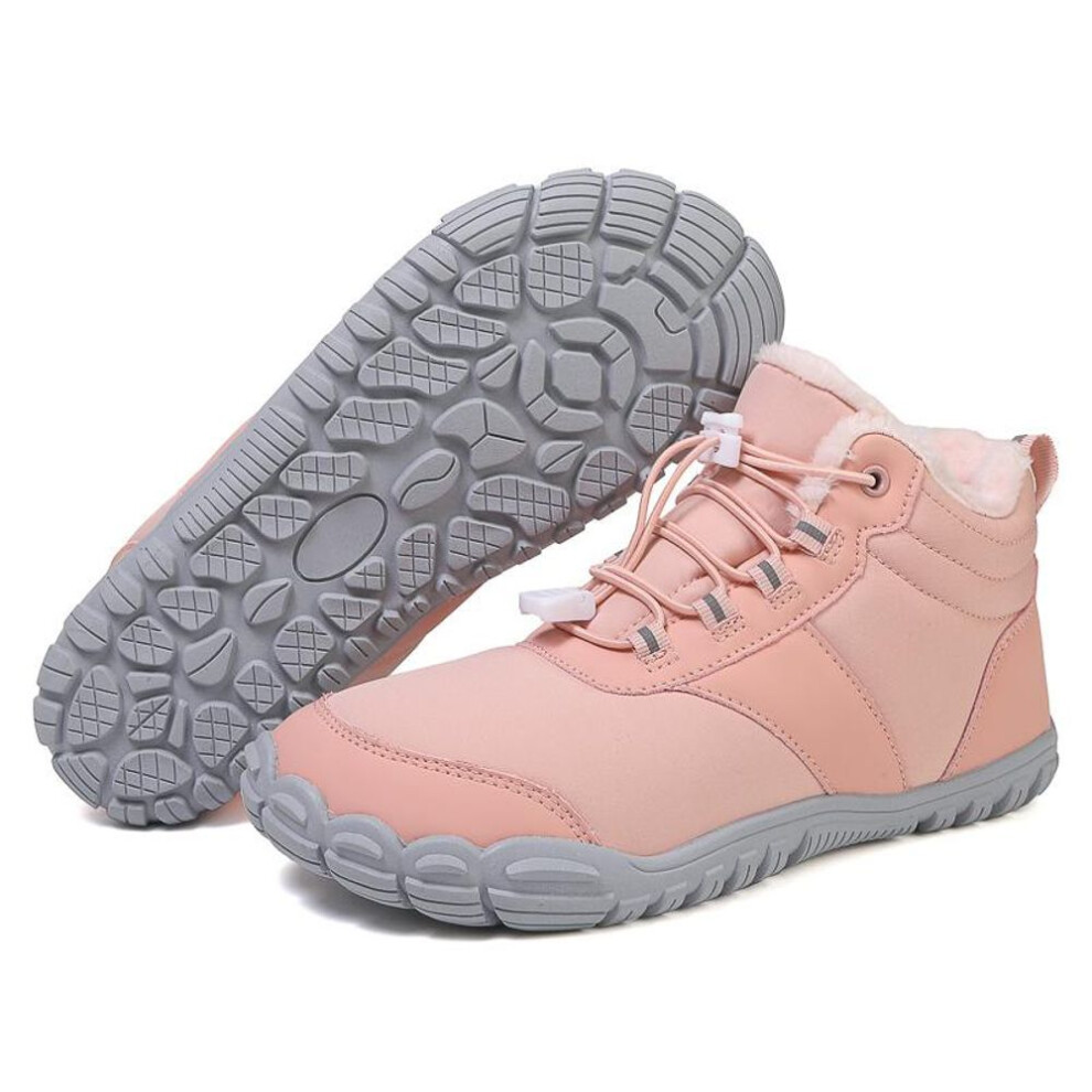 (pink, 41) Winter Snow Boots Men Women Keep Warm Sports Cotton Shoes Outdoor Hiking Shoes Plush High Ankle Boots Man Barefoot Snow Sneakers
