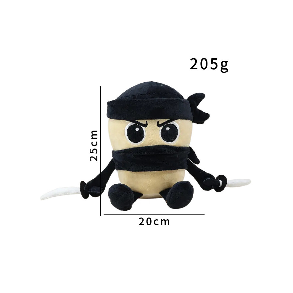 Bonxaif ( Warrior) Tungtung Tung Sahur Tralalero Tralala Stuffed Toy Parody Short Doll Game Plush Black
