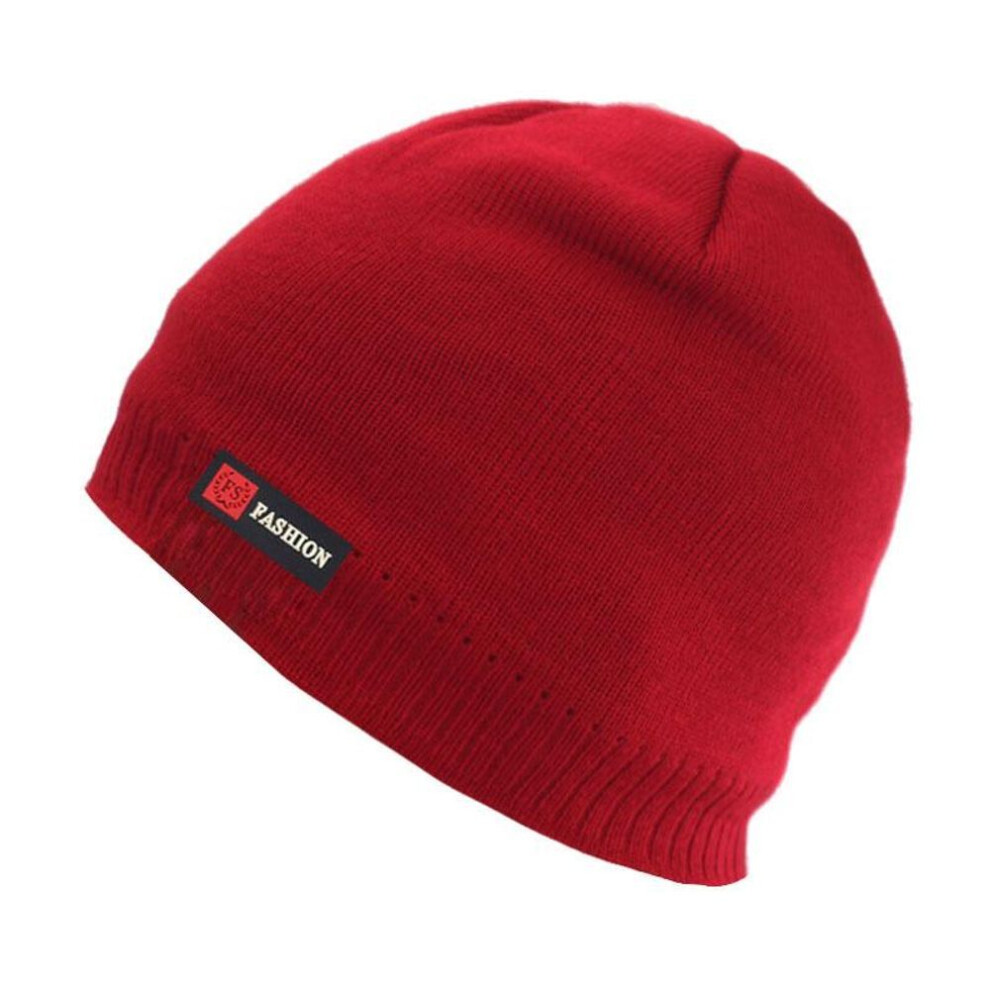 (red, 55-60 cm) Skullies Beanies Men Winter Hat Women Knitted Hats For Men Cap Winter Beanie Hat Gorro Thick Warm Brimless Fur Bonnet Men&apos;s Cap