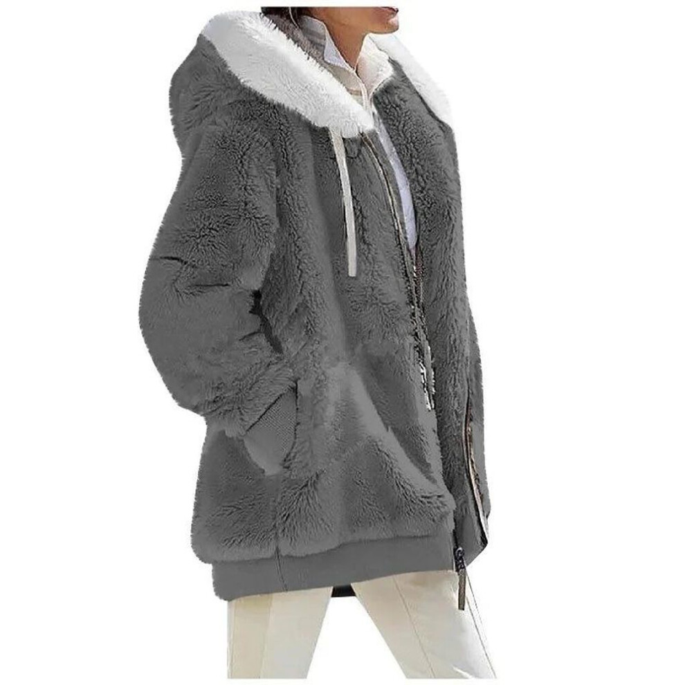 (dark grey, 5XL) Winter Fashion Women&apos;s Coat New Casual Hooded Zipper Ladies Clothes Cashmere Autumn Women Fleece Jacket Solid Color Ladies Coats