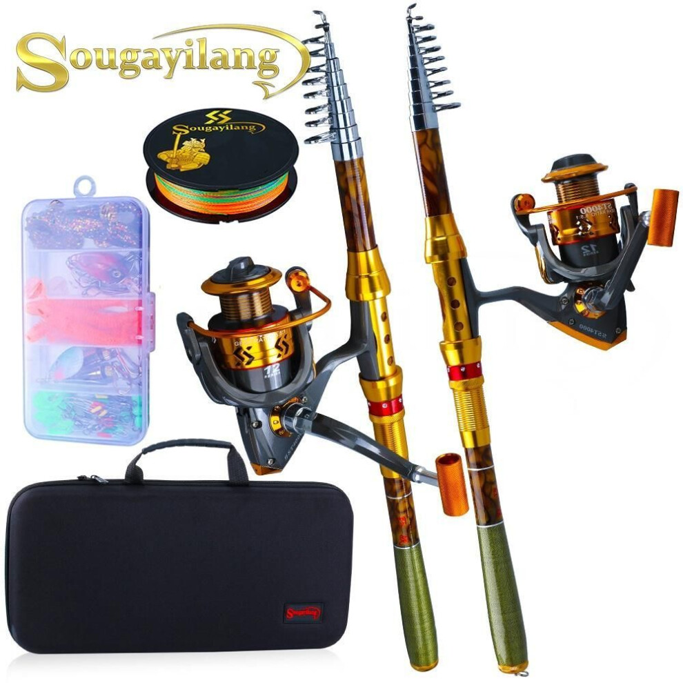 (2.7M Rod&Reel 4000) Travel Fishing Rod Combos1.8M-3.6M Carbon Fiber Telescopic Fishing Rod 13 1BB Spinning Reel Full Kit