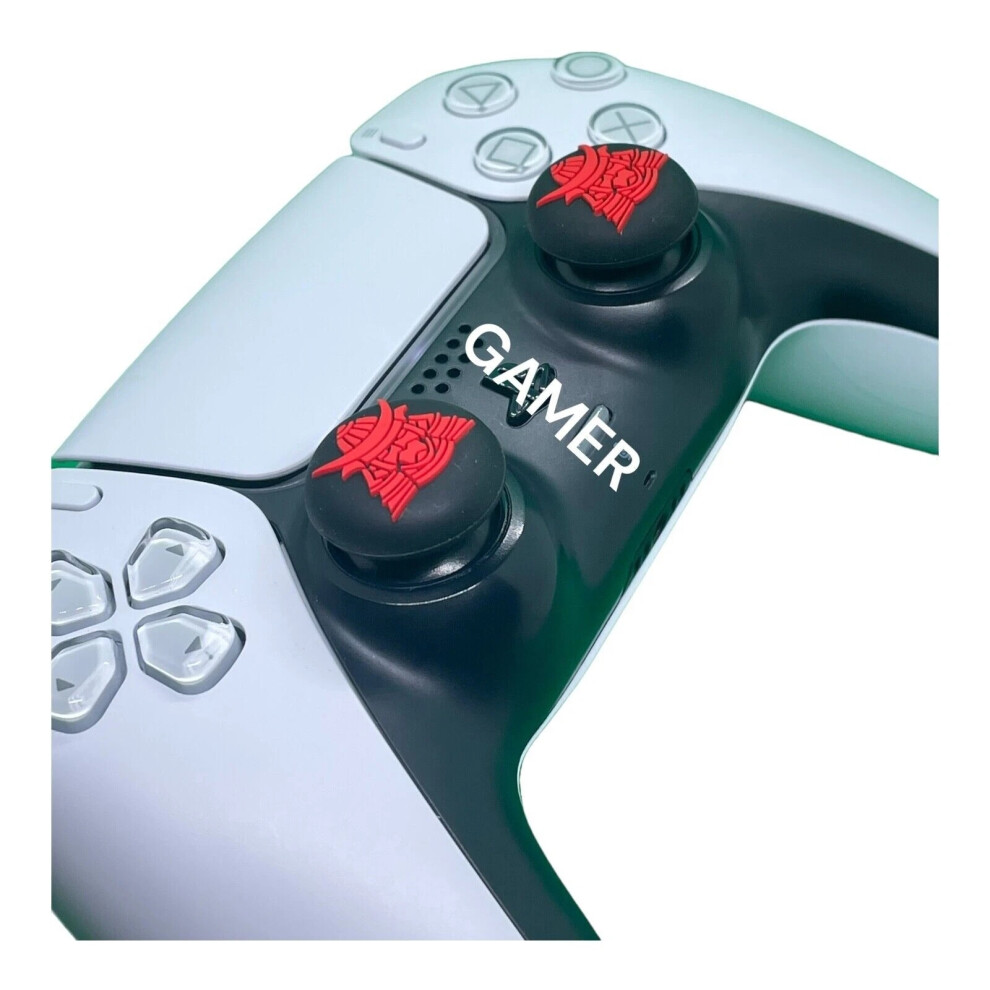 (Samurai - Pair) Premium Thumb Grips Ps5 / Ps4 / X Box One X/S Joystick Controller Skin Caps Hot Black 6963793627592