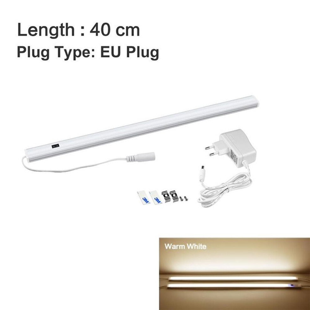 (warm white, 40cm) LED Under Cabinet Lights Hand Sweep Sensor Switch 30 40 50 cm DC 12V  High Bright Diode LED Wall Lamp For Kitchen Bedroom Closet Lighting With EU Plug