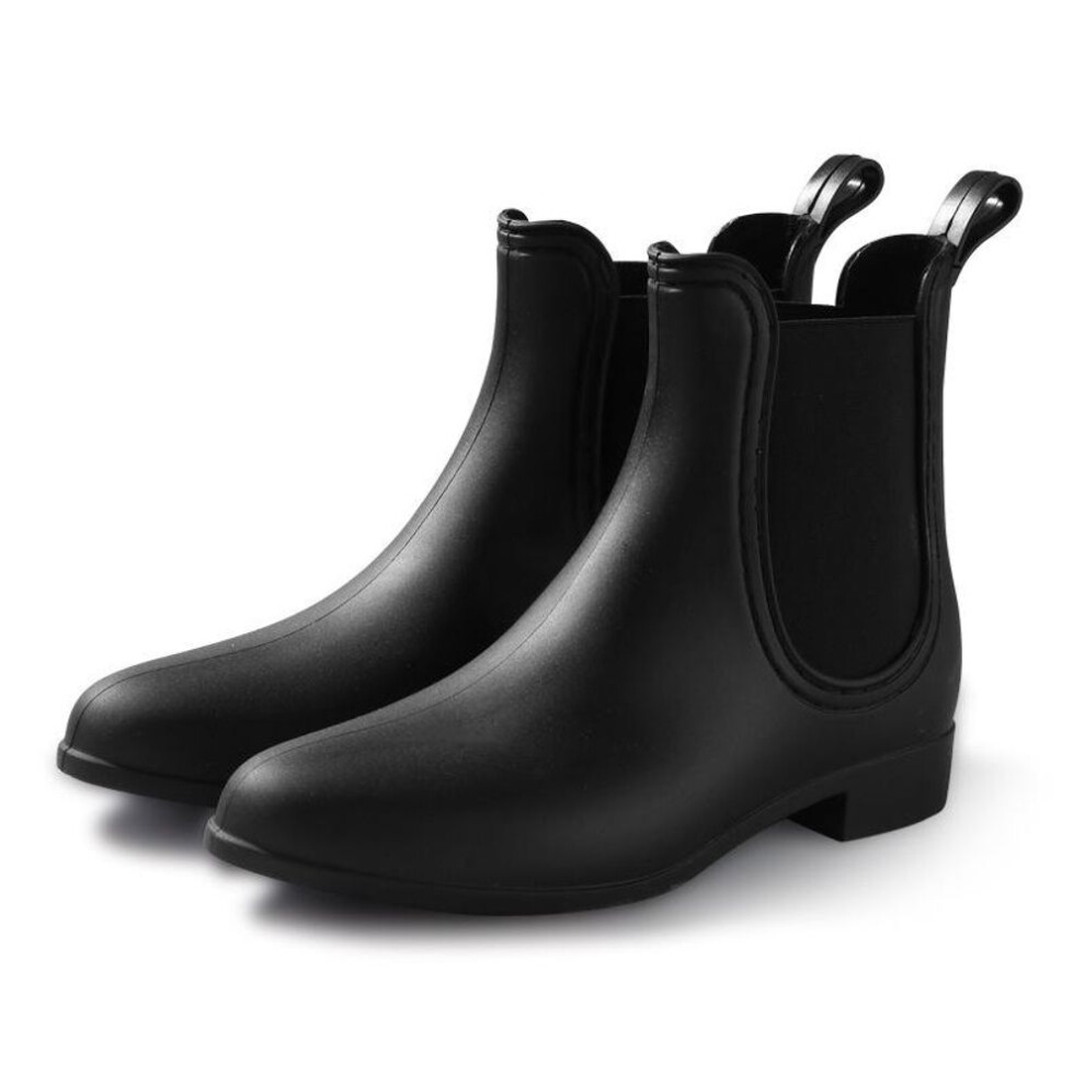(matte black, 40) Fashion Chelsea Low Rain Shoes Women Rubber Shoes Rain Boots Water Shoes Plastic Water Boots Rain Boots