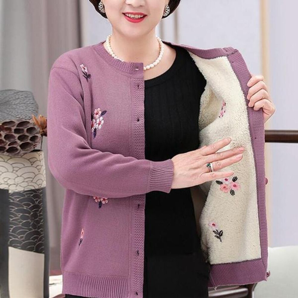(purple, XXL) Cardigans Plus Size Grandma Knitting Sweater New Middle-aged and Old Women Sweater Cardigan