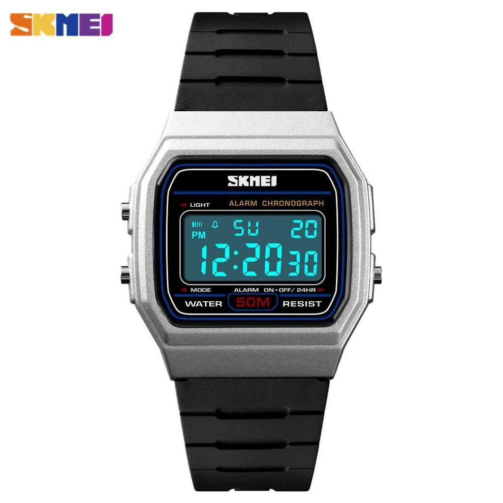 (Silver) SKMEI Couple Watch Fashion Dial Sport Waterproof LED Display Date Week Digital Casual Wristwatches