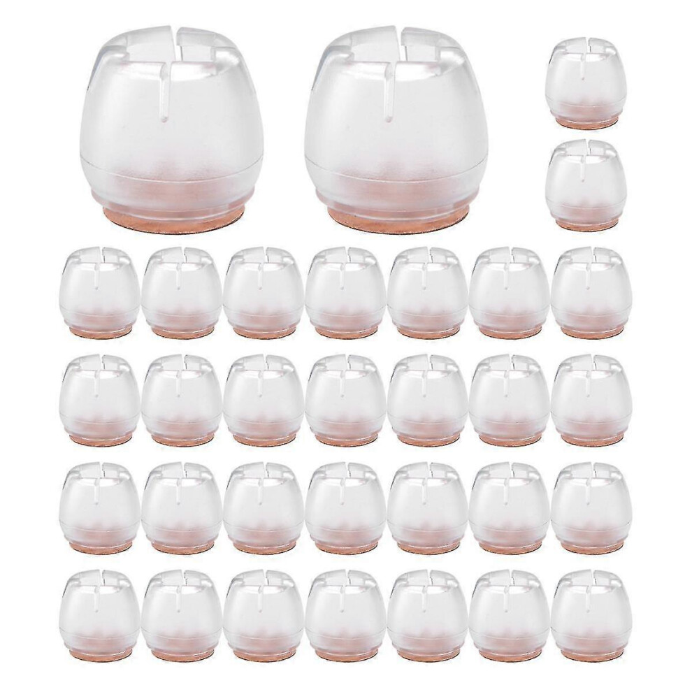 (As Show, One Size) Chair Leg Floor Protectors 32Pcs Transparent Clear Silicone Chair Leg Furniture Sliders Compatible With Hardwoo 4909775930702