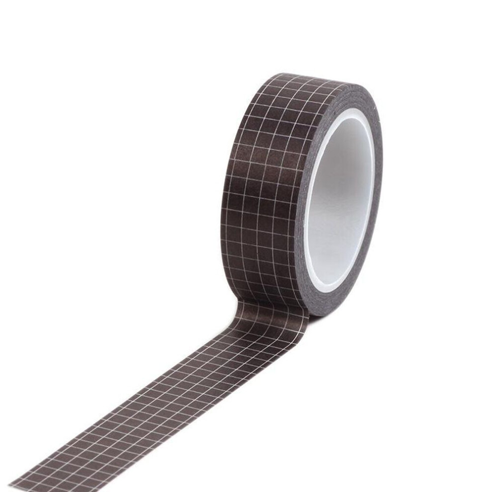 (Black) 10M Black and White Grid Washi Tape Japanese Paper DIY Planner Masking Tape Adhesive Tapes Stickers Decorative Stationery Tapes