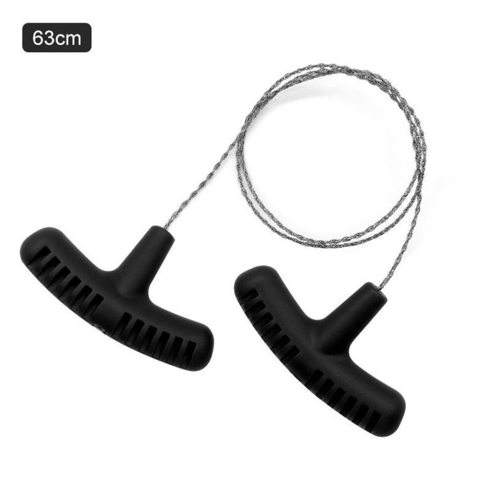 (Black) Outdoor Camping Hiking Manual Hand Steel Rope Chain Saw Practical Portable Emergency Survival Gear Steel Wire Kits Travel Tools