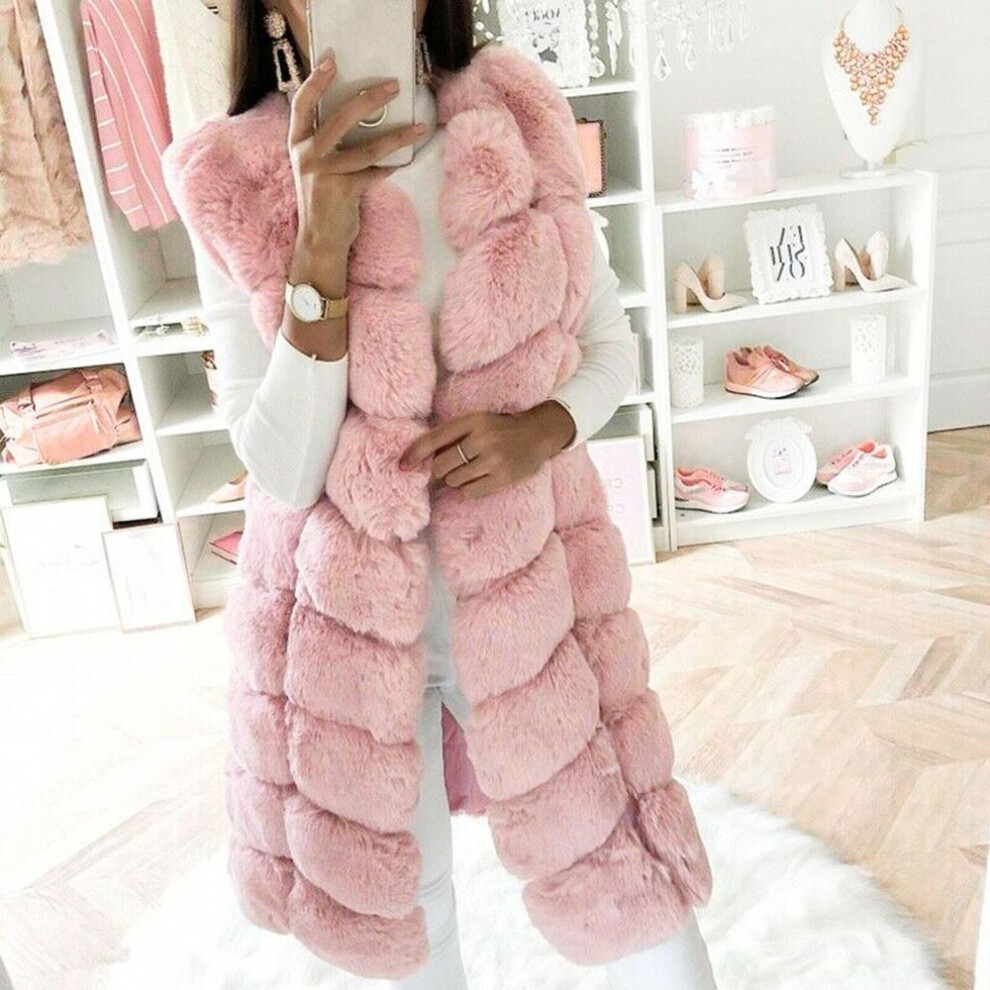 (pink, L) Fashion Womens Fall And Winter Faux Gilet Vest Sleeveless Waistcoat Body Warmer Jacket Coat