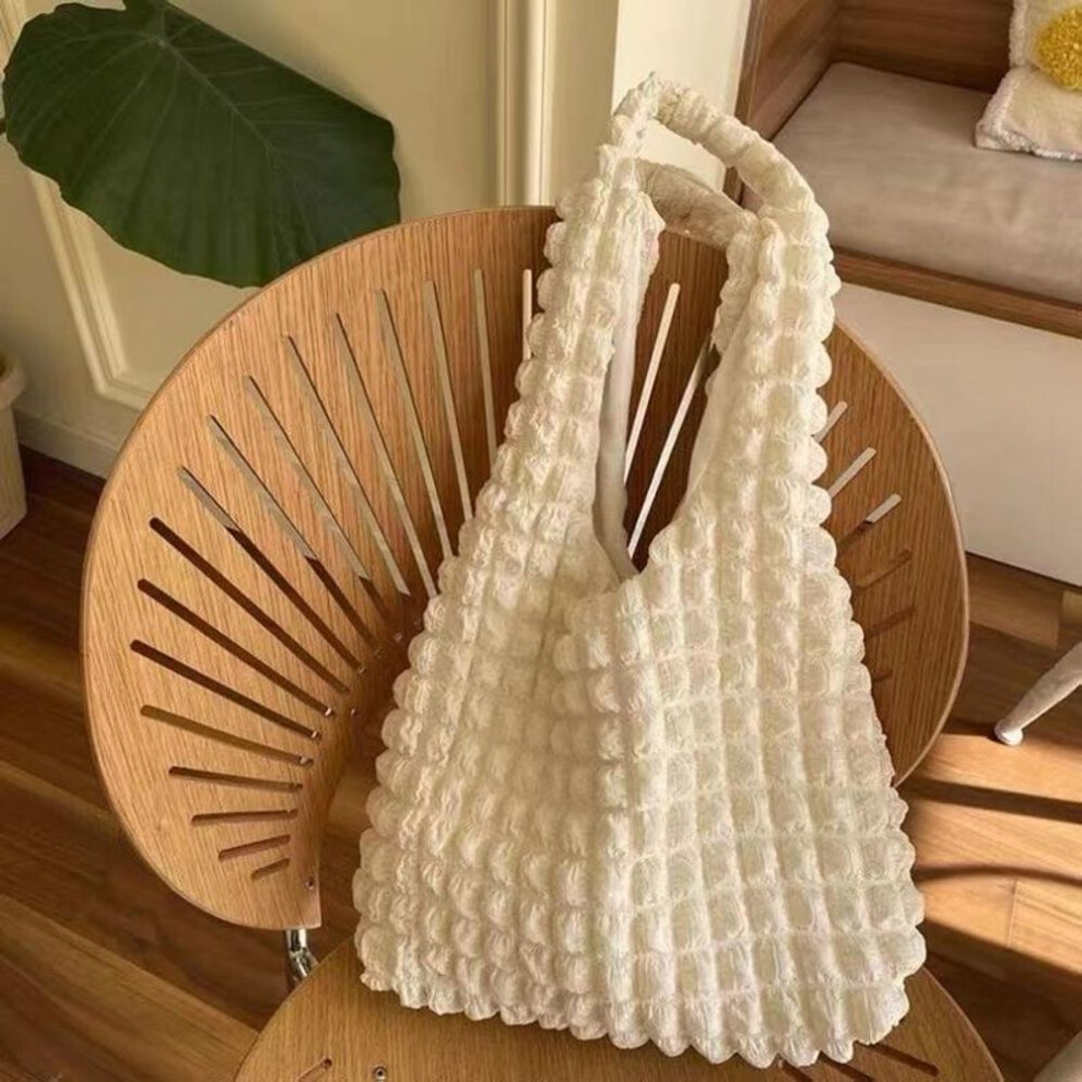 (white, 35x8x31cm) Yogodlns Summer Puff Cloud Sweet Shoulder Bag Fashion Girls Large Capacity Tote Bag