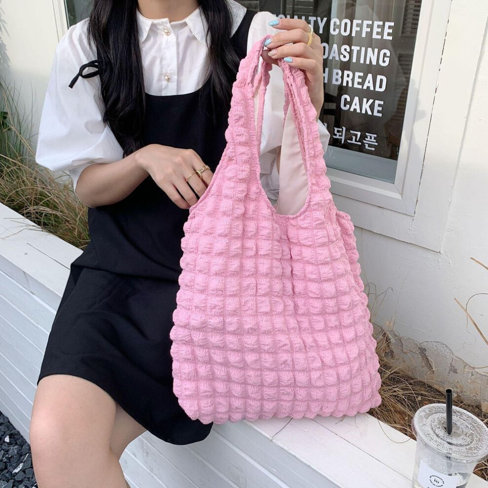 (pink, 35x8x31cm) Yogodlns Summer Puff Cloud Sweet Shoulder Bag Fashion Girls Large Capacity Tote Bag