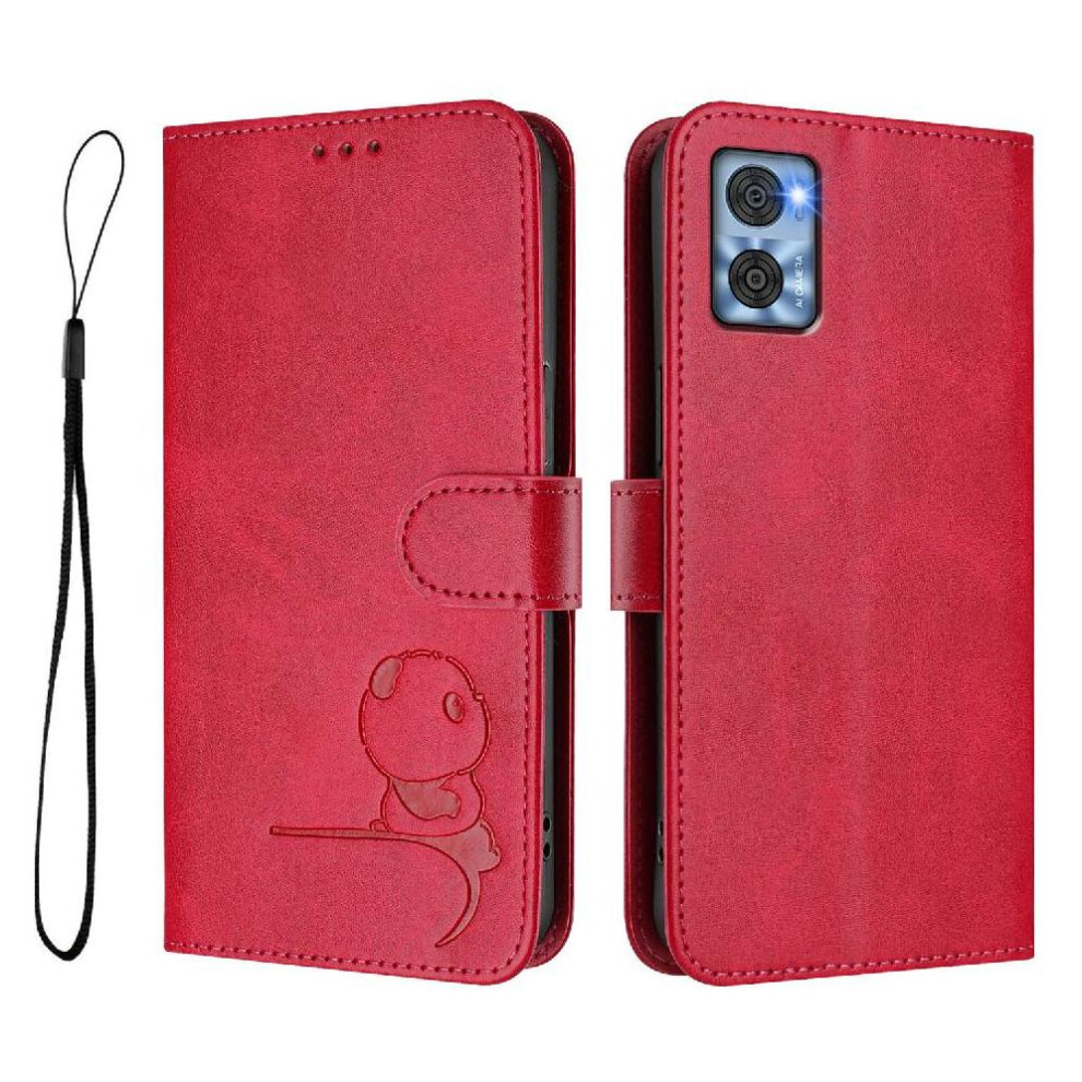 Photos - Case  Phone  for Motorola Moto E22i 4g Card Slots Holder Kickstand Rfid Blocking Flip Folio Pu Leather Magnetic(Rose red )