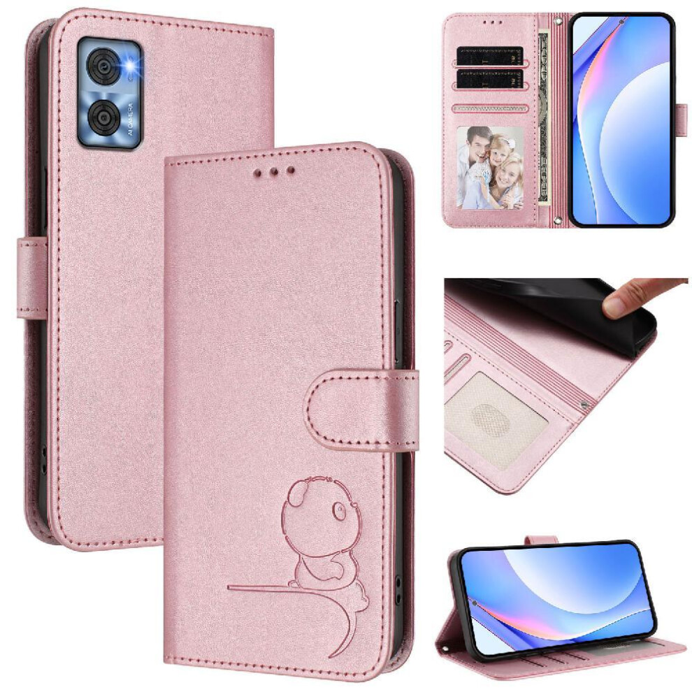 (Pink) Phone Case For Motorola Moto E22 4G Pu Leather Rfid Blocking Flip Folio Magnetic Card Slots Holder Kickstand Pink 764563563180