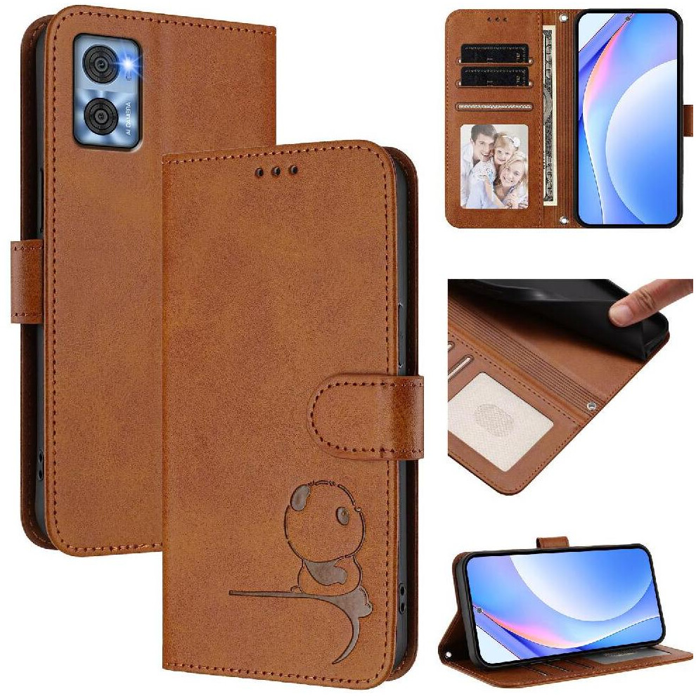 (Brown) Phone Case For Motorola Moto E22 4G Pu Leather Rfid Blocking Flip Folio Magnetic Card Slots Holder Kickstand Brown 764563563234
