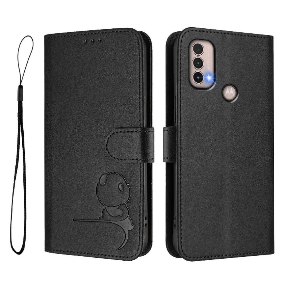 (Black) Phone Case For Motorola Moto E30 Flip Folio Card Slots Holder Kickstand Magnetic Pu Leather Rfid Blocking Black 764563563319