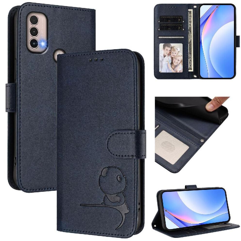 (Blue) Phone Case For Motorola Moto E30 Flip Folio Card Slots Holder Kickstand Magnetic Pu Leather Rfid Blocking Blue 764563563333