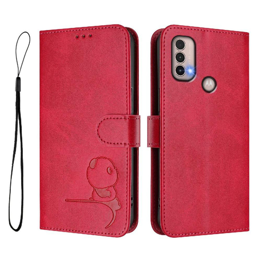 (Rose ) Phone Case For Motorola Moto E20 Rfid Blocking Pu Leather Magnetic Flip Folio Card Slots Holder Kickstand Red 764563563401