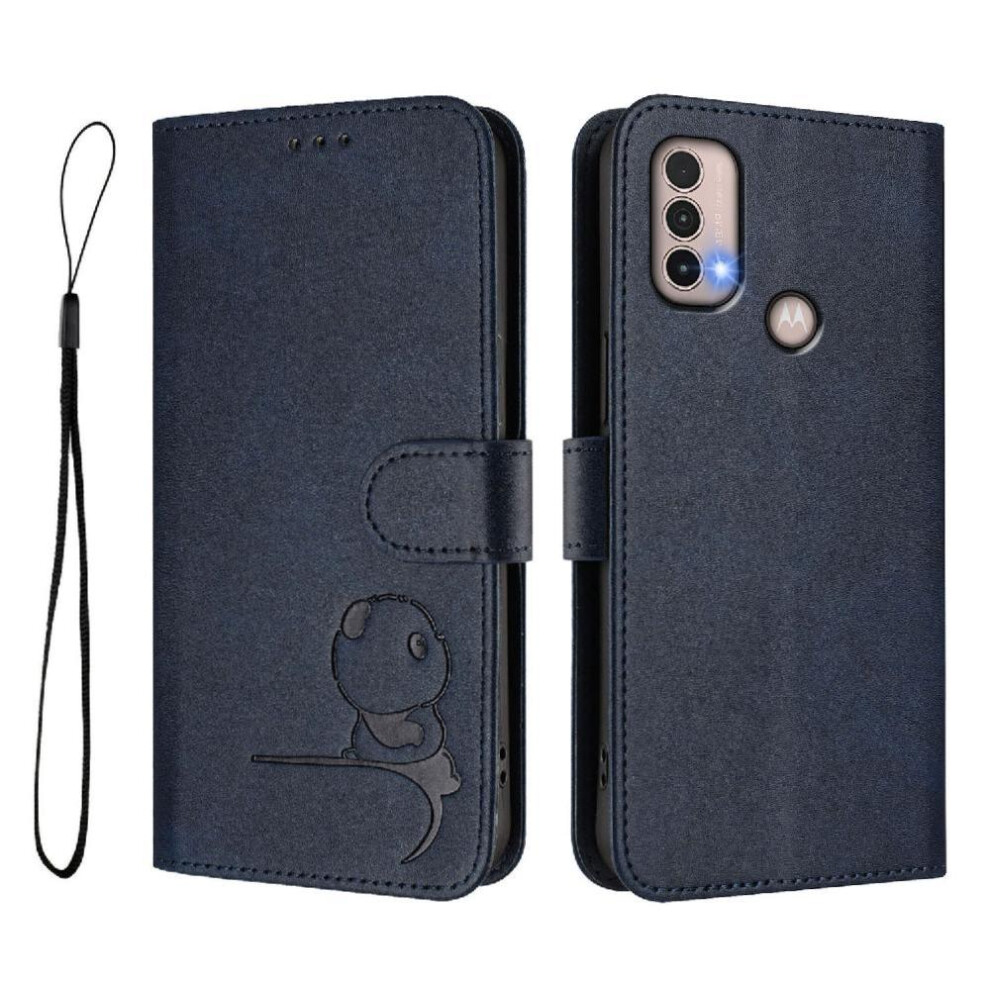 (Blue) Phone Case For Motorola Moto E20 Rfid Blocking Pu Leather Magnetic Flip Folio Card Slots Holder Kickstand Blue 764563563395
