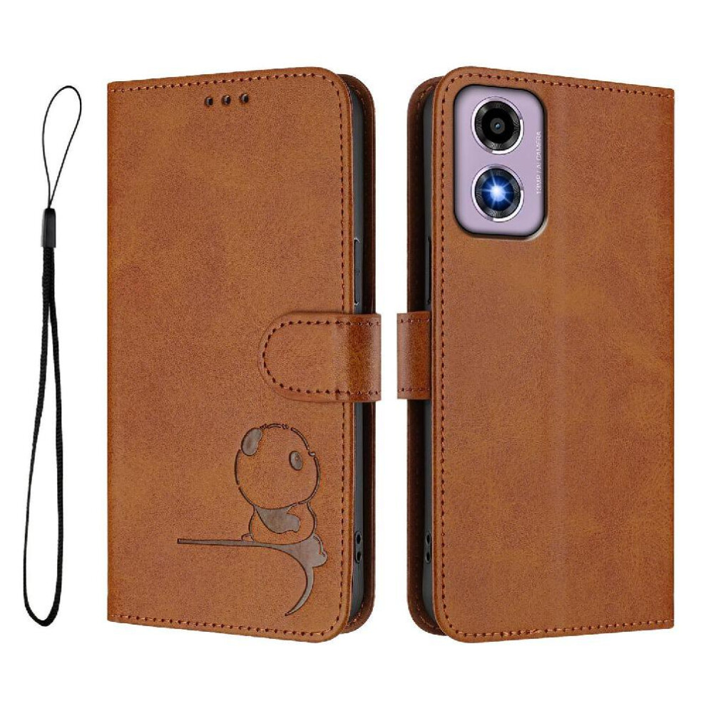 Photos - Case  Phone  for Motorola Moto G04s Rfid Blocking Card Slots Holder Kickstand Flip Folio Pu Leather Magnetic(Brown)