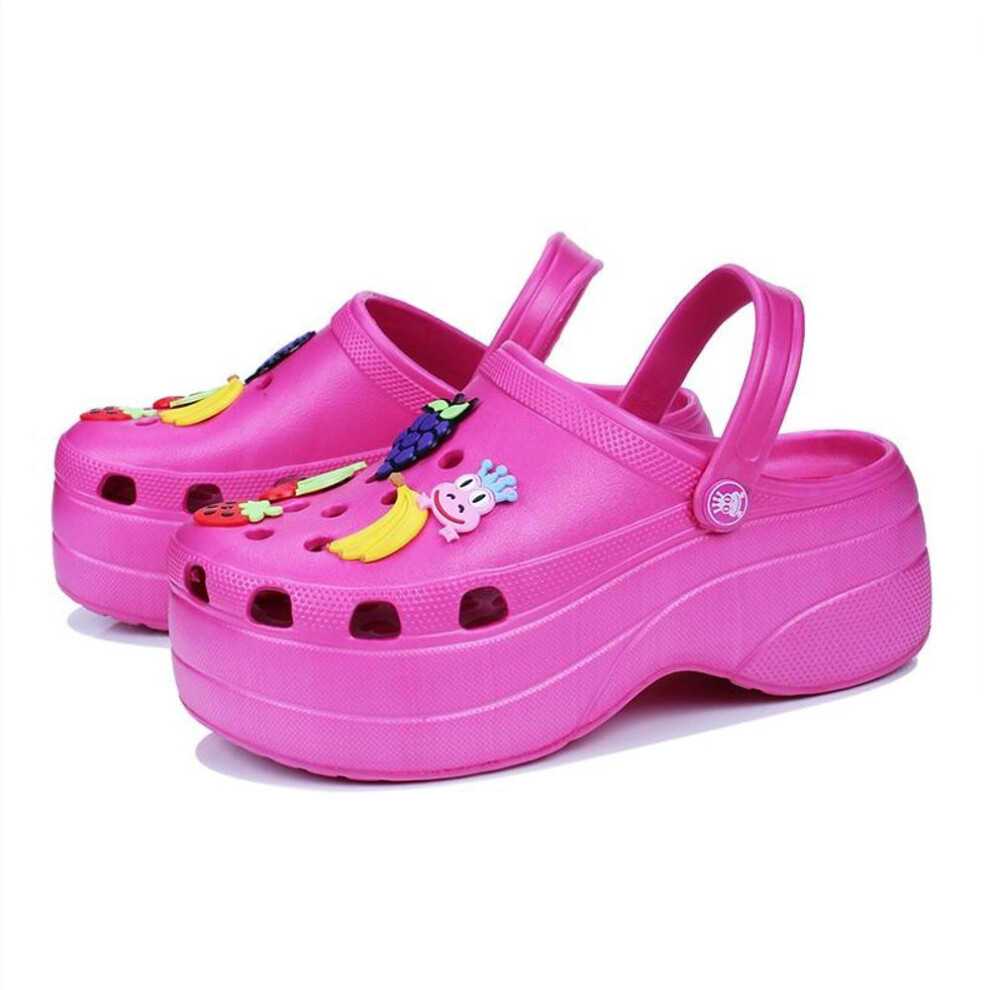 (rose red, 35) Women&apos;s Large Size Women&apos;s  Sandals Shoes Increase Hole Shoes Summer Beach Sandals