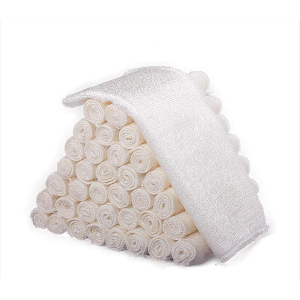 (white, 6Pieces) 6PCS / Bag  Laundry Cloth Dish Cloth Rag Bamboo Fiber Household Cleaning Cloth Napkin Micro Fiber