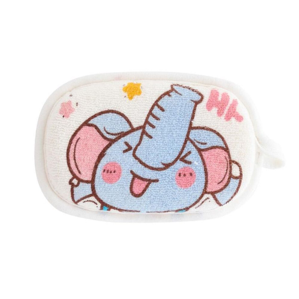 (white) [CS] Newborn Baby Kids Shower Bath Sponge Cartoon Body Wash Towel Accessories