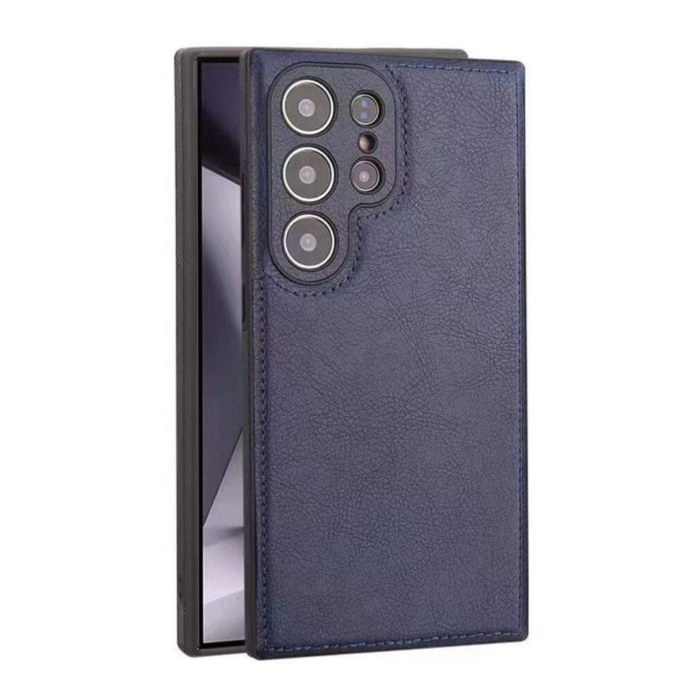 (blue, Galaxy S23 Ultra) Premium Leather Phone Case for Samsung Galaxy S25 Ultra S24 S23, Cowhide Retro Premium Leather Samsung Phone Cover