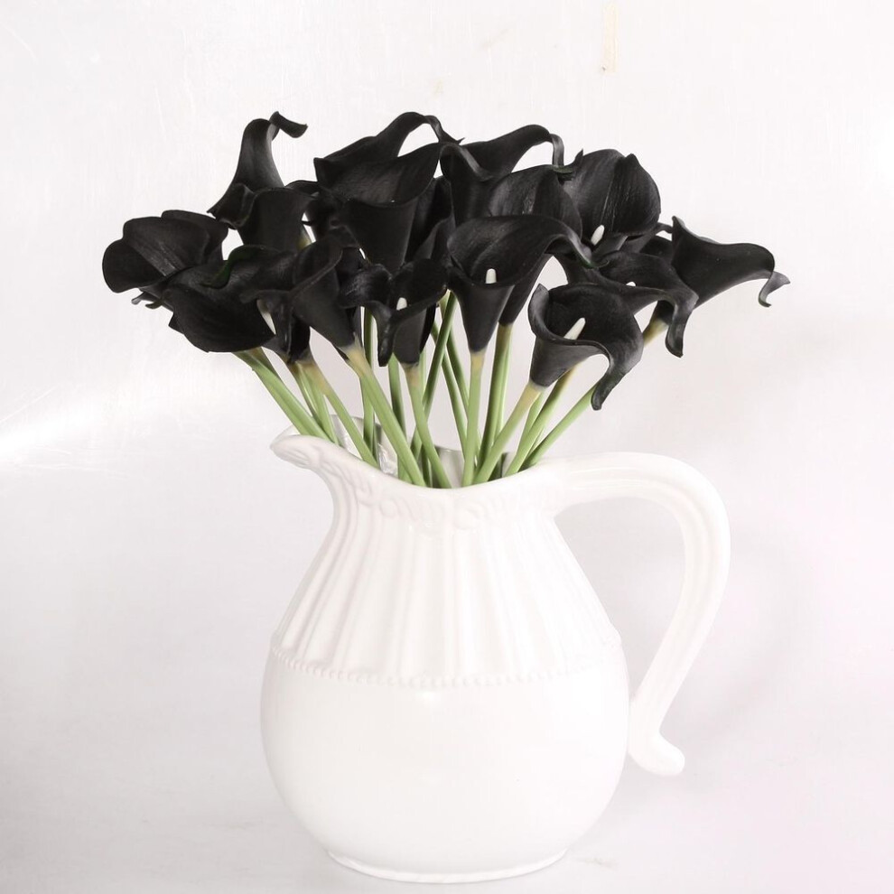 (black, 10pcs) Pack of 10 Calla Lily Bridal Wedding Bouquet Head Latex Real Touch Flower Bouquets Home Party Decor