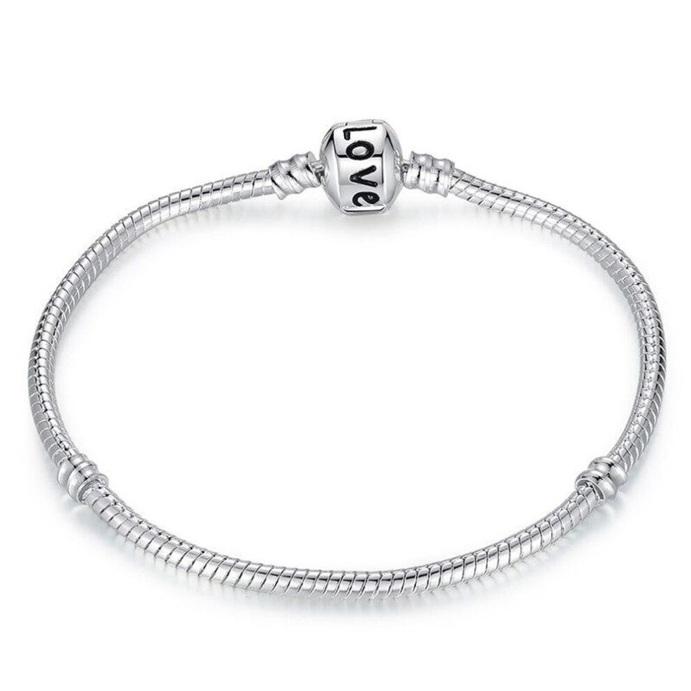 (20cm length) BISAER Bracelet Lobster Silver Color LOVE Snake Chain Bracelet & Bangle for Women Gift