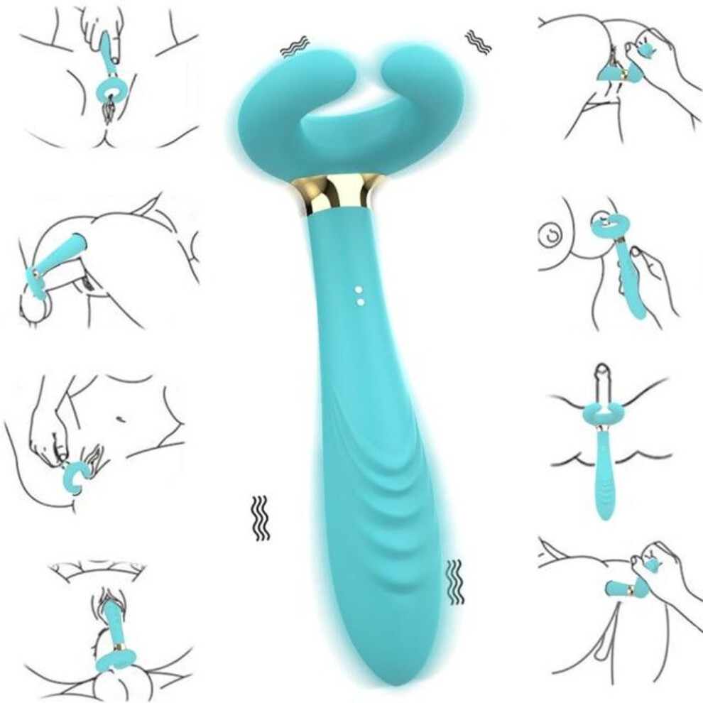 (green) Penis Masturbator G-spot Vibrator Double Penetration Clitoris Clit Dildo Adult Sex Products