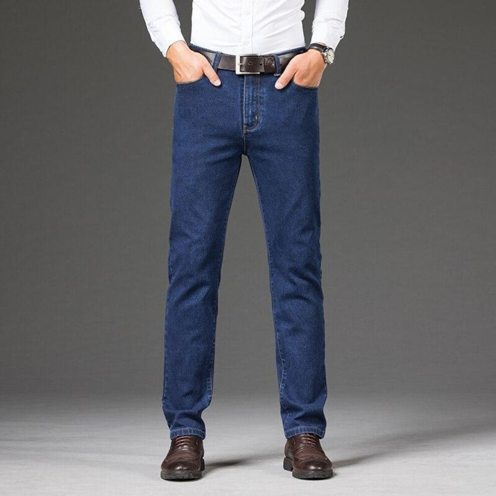 (blue, 38) Mens Jeans  Business Regular Straight Full Lenght Jean Casual Denim Trousers Elasticity Stretch Fabric Pant   LY2012