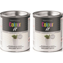 2 x 300ml Brilliant Paint Tin White Gloss Finish Quick Dry Paint9.